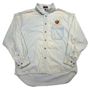 Vintage LSU Tigers Button Front Shirt Mens Large Distressed Faded Cotton